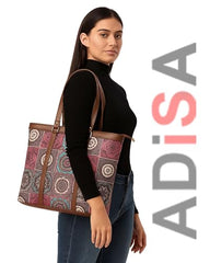 ADISA Women's Office Laptop Handbag Large Printed Shoulder Bag (ADW4087-BLA-ORA)