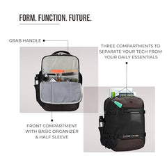 Gear Turbo 21"/45L Large Water Resistant Anti theft Laptop Backpack with Raincover | Backpack | Daypack |Briefcase | Travel Bag For Men/Women (Black - Grey)