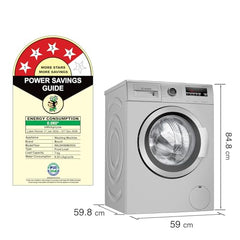 Bosch 7 kg 5 Star Front Load Fully-Automatic Washing Machine, Antibacterial Tech, AI ActiveWater, 15 Wash Programs, 53L Large Drum, SoftCare Paddle, Silver, WAJ24266IN (2026 Model)