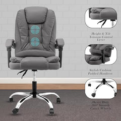 Casa Haus Italia Premium Leatherette Office Chair for Work | Boss Chair, Ergonomic Executive, Luxurious Cushioned Arms & Seat, 2 Point Back Massager, Heavy Duty Metal Base (Burgundy)