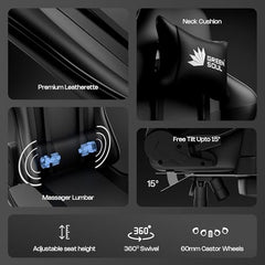 Green Soul Raptor 2.0 Racing Edition Ergonomic Gaming Chair with Premium PU Leather, Adjustable Neck & Lumbar Pillow, 3D Adjustable Armrests & Heavy Duty Nylon Base (Black & Red)