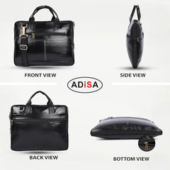 ADISA Laptop Bag for Men - Faux Leather Office Messenger Briefcase with Laptop Compartment for Work, Business, Corporate & Professional Use (LB6050)