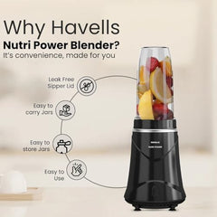 Havells Nutri Power Blender 350 W Mixer Grinder| 1 Speed Switch| Air Vent Technology| Stainless Steel Blade| 2Yrs Manufacturer Warranty (Mint Green)