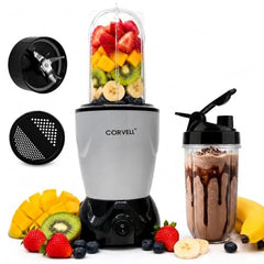 CORVELL Nutri 500W Portable Juicer Mixer Grinder, Silver, 3 Jar | For Smoothies & Shakes, High Capacity Jars with Sipper, For Kitchen, Gym, Travel & Office, 2 Year Warranty