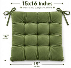 BSB HOME Chair Pad Cushion with Tie Straps,Thick Tufted Seat Cushion for Dining,Office & Wooden Chairs,Soft Comfortable Chair Seat Pad with Durable Stitching,16 x 16 Inches(41 x 41 cm)-Anthracite Grey