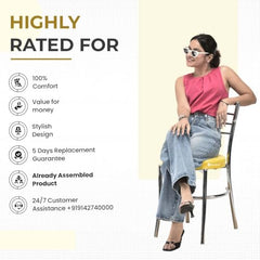 RATISON Office Visitor Study Chair Home Restaurant Steel Multipurpose with a Leather Cushion Steel Chrome Chair with Ring (Green, 6)