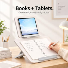 Sunchhaya Acrylic Book Stand for Reading – Clear Adjustable Book Holder with 360° Rotating Base, Foldable Reading Stand for Desk, Cookbook, Tablet & Laptop Stand, Height & Angle Adjustable (R22H)