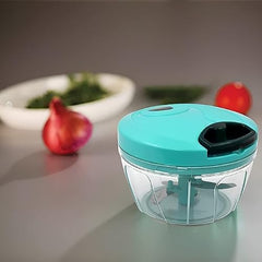 DHRUMIT® DHRUMIT® New Vegetable Chopper for Kitchen Use – Plastic | Vegetable Hand-Pull Food Chopper with 3 Stainless Steel Blades | Onion Chopper | Compact, Durable & BPA-Free(Green 500-Ml)