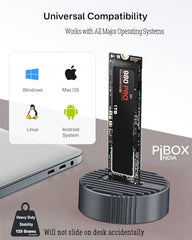 PiBOX India NVME M2 Enclosure Fan, SSD Enclosure - USB 3.2 10Gbps, Tool-Free M.2 NVMe Case, PCI-E NVMe Reader, USB-C, Supports M & B&M Keys, 2230/2242