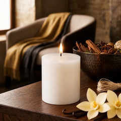 Pure Source India Paraffin Wax Scented Pillar Candles for Home Decor Smokeless & Dripless Candle (Rose - Red) Set of 3.
