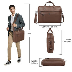 WildHorn Premium Leather Laptop Bag for Men | Handcrafted | Adjustable Shoulder Strap, Fits 15.6-Inch Laptop | Ideal for Office, Travel, Daily Use - 1 Year Warranty (WALNUT)