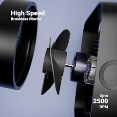 Zebronics Heat Buster 300, Portable Desk Fan, Upto 13h Backup, 3600mAh Rechargeable Battery, 360° Rotatable fan, 4 Speed + 1 Breeze Mode, Wall-Mountable, for Travel, Office, Home (Black)