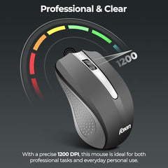 Foxin Glance Grey Wired USB Mouse | 1200 DPI Optical Sensor | Ergonomic & Lightweight (68g) with 3-Button | Plug & Play | 1.2M Cable | Silent Buttons | Wired Mouse for Laptop, PC, Desktop & Office Use