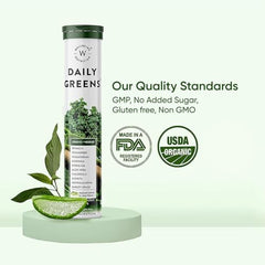 Wellbeing Nutrition Daily Greens | Wholefood Multivitamins with Vitamin C, Zinc, B6 for Immunity & Detox with Organic Certified Plant Superfoods & Antioxidants (15 Effervescent Tablets) Pack of 2