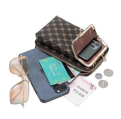 MOMISY Mobile Bag Cellphone Sling Bag Card Holder Wallet Handbag Crossbody multi-function Shoulder Bag for Girls & Women-Diamond (Khaki)