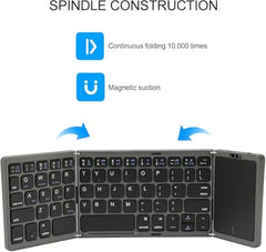 atdaraz B089T Foldable Keyboard, Folding Portable Wireless Keyboard with Touchpad, 64 Keys USB C Computer Keyboard for Laptop Tablet (Black)
