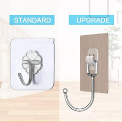 DME SALES Heavy Duty Self Adhesive Wall Hooks | Waterproof PVC Sticky Hooks Stainless Steel Big Hooks for Home Storage Bathroom Kitchen | Silver Multipurpose 10KG Capacity (Golden Hook 10-pcs)