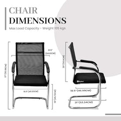 GOYALSON Visitor Chair Leather Back and Cushioned seat Chrome Base Suitable for Reception Home Conference Room Study Computer Restaurant Chair (1 Leather Back, z Black, Standard)