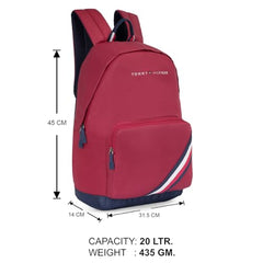 Tommy Hilfiger Unisex Roselle Plus 20L Laptop Backpack - Burgundy & Navy with Trolley Strap - Ideal for College, Work & Travel