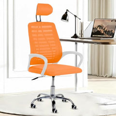 Casa Copenhagen Mesh Mid Back Office/Study/Computer/Revolving/Desk Chair for Work from Home -Metal Base, Height Adjustable Seat - Grey Milange & Black Handle
