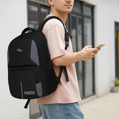 Lunar's Luxur 40L Laptop Backpack with 1 Year Warranty | Foam Padded Water Resistant School bag | Laptop Bag 15.6 Inch | Travel College bag for boys | Office bag for man (black_grey_orange)
