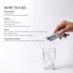 TrueBasics Clean Creatine Monohydrate Powder, Citrus Flavor, 30 Sachets | 3g Creatine per Sachet