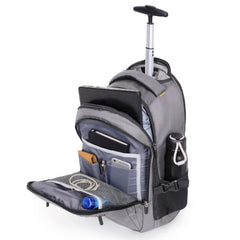 NOVEX 30L Pacific Laptop Trolley Bag with Spinner Wheels for Men & Women | 15.6 Inch Water Resistant 3 Compartments Backpack for Office, Business Trips & Travel | Black