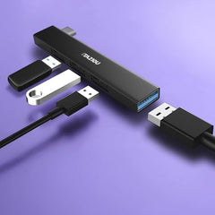 ZEBRONICS TA210U, 4 in 1 Type-C to USB Hub, USB 3.0, 4 USB Ports, Speeds Upto 5 Gbps, Metal Body, for Mac | Laptops, Black