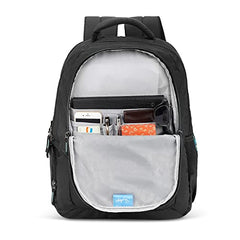 Skybags Porto Spacious 40L Weekender Backpack, 2 Compartments, Black-Blue | Laptop Compatible (Upto 17"), Front & Shoe Compartments, Padded Handles, Travel/ Office Bag, Unisex, 1-Year Global Warranty