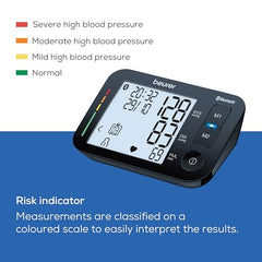 Beurer Bm 54 Fully Automatic Upper Arm Blood Pressure Monitor With Universal Cuff Up To 44 Cm,Risk Indicator,Xl Display,Pulse Measurement,Bluetooth (Bm54),Black (Pack Of 1) (655.12)