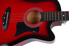 Juârez Acoustic Guitar Kit, JRZ38C/BK 38 Inch Cutaway, 038C with Bag, Strings, Pick and Strap, Black