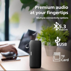 PHILIPS Audio TAS2400BK Portable Bluetooth Speaker with Stereo Sound, 32W RMS, 2400mAh Rechargeable Battery, BT v5.3 Connectivity, IPX4 Waterproof, Supports TF/USB/BT Modes with Hanging Strap (Black)