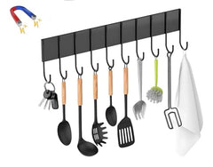 MosQuick® Magnetic Hooks for Hanging Without Drill, 10 Pack of Strong Fridge Magnet Hangers for Side Storage, Washing Machine, Microwave, Almirah, Kitchen Towel Rack, Key Stand, Cup Holder (Black)