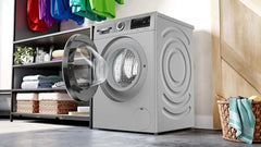 Bosch 9KG 5 Star Series 6 Fully-Automatic Front Loading Washing Machine (WGA244ZSIN Silver, AI active water plus, In-Built Heater)