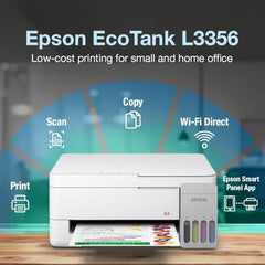 Epson EcoTank L3356 (New Launch) WiFi InkTank A4 Colour Printer, Scanner, Copier for Home & Office, 5760x1440dpi Resolution, Low Printing Cost at just 9 Pais/Black Print & 33 Paise/Colour Print