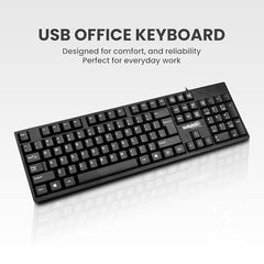 Salpido Wired USB Keyboard, 104 Keys, Ergonomic, for Office & Home Use