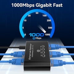 VEDINDUST LAN Splitter 1 to 4 1000 Mbps Aluminium LAN Switch Network Switch LAN Distributor Gigabit Ethernet Switch for Computers, Hubs, Switches, Router, Set-Top Box (with USB-C Power Cable)