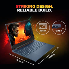 HP Smartchoice Victus, AMD Ryzen 5 8645HS, 6GB RTX 3050, 31 Tops, 16GB DDR5(Upgradeable) 512GB SSD, 144Hz, 300nits, FHD, 15.6"/39.6cm, Win11, M365* Office24, Blue, 2.3kg, fb3009AX, AI Gaming Laptop