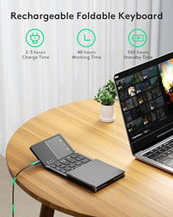 Samsers Foldable Bluetooth Keyboard with Touchpad, Ultra Slim Compact,Black