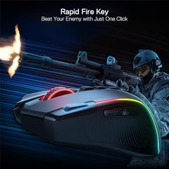 Redragon M612AK PRO RGB Gaming Mouse, 8000 DPI Wired/Wireless Optical Mouse with 9 Programmable Buttons & 7 Backlit Modes, BT & 2.4G Wireless, Software Supports DIY Keybinds Rapid Fire Button