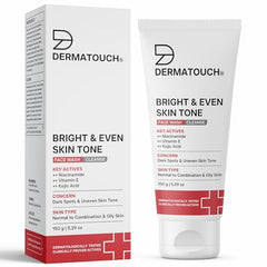 DERMATOUCH Bright & Even Tone Face Wash with Niacinamide, Vitamin E and Kojic Acid | For Tan, Pigmentation Dark Spots & Uneven Skin Tone | Oil Control | Dermatologist Tested | For Men & Women | 30g