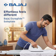 Bajaj DX-6 1000 Watts Dry Iron | Advance Soleplate And Anti-Bacterial German Coating Technology | Thermol Fuse Safety | Auto Shut-Off | Cool Touch Body | 2 Yr Warranty 【White】