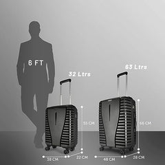 Aristocrat Airpro Set of 3 (Cabin+Medium+Large) Trolley Bags, Jet Black