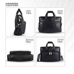 Hammonds Flycatcher Genuine Leather 15.6 Inch Laptop Office Bag for Men | 15.6” Padded Laptop Sleeve| 3 Zip Pockets| Detachable & Adjustable Strap| Pen,Wallet & Mobile Pocket |Durable|1 Year Warranty