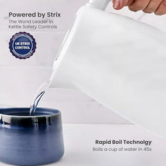 Tower Electric Kettle 1.7L Metal Body Auto Shut-Off 360° Base Blue | 1.7L capacity, 1350W rapid boil, full metal body, auto shut-off and boil-dry protection, 360-degree swivel power base