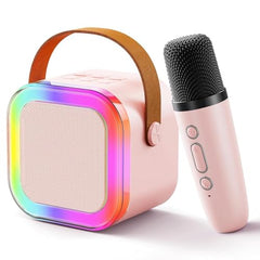 OTOOBEST Wireless Bluetooth Karaoke Microphone with HD Speaker & Flashing LED Lights | Rechargeable Portable Singing Mic for All People | Pink (Pack of 1)
