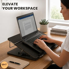 Premium Foldable Laptop Table with Adjustable Angle for Home, Study & Office Use (White, 15x21, Wooden)
