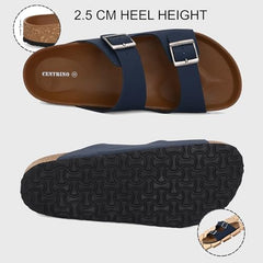 Centrino Sandals for Men | Berkin-Style Slip-On Casual Sandal with Open Toe Design |Lightweight On-Grip Sole for Outdoor Wear|Men Open Toe Buckle Strap Sandals| Summer Slip-On Slipper|Perfect For Monsoon Rainy Season NAVY 13 UK(7313)