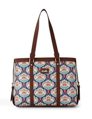 ZOUK Office Bag | Stylish Bags for Office Use | Laptop Bag 15.6 inch | Stylish Tote for Office Use | Purse for Women | Vegan Leather Handbag | Daily & Travel Use | Multicolor Mandala Print