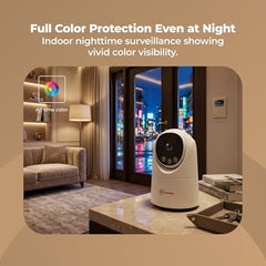 Trueview 3MP WiFi Robot Security Camera | 360° Pan Tilt | All-Time Color Night Vision | AI Auto Tracking & 2-Way Audio | Alexa Compatible | Supports 256GB Memory Card | STQC Certified for Privacy